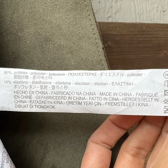 Zara Basic full length faux suede army green button up collared trench coat - Picture 15 of 15